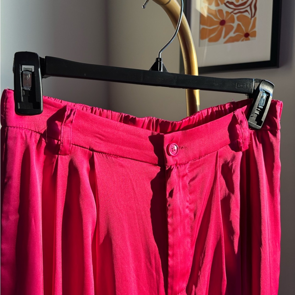 Vibrant Pink Pleated Skirt